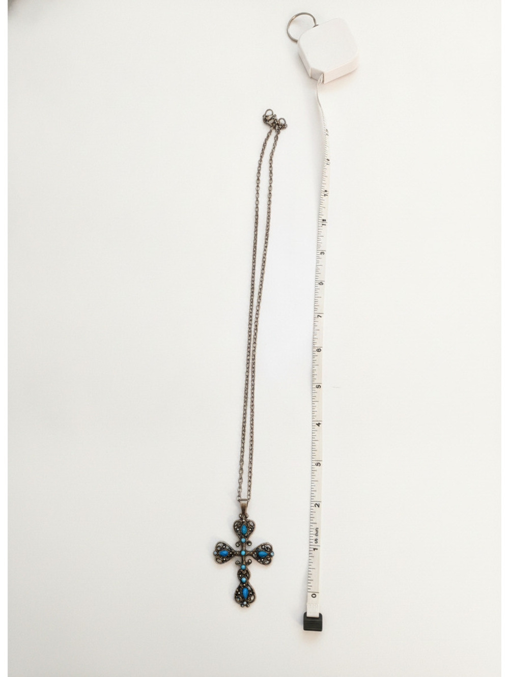 Antique Style Turquoise Stone Cross Pendant Necklace